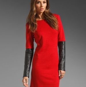 New 10 Crosby Derek Lam leather sleeve dress